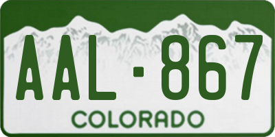 CO license plate AAL867
