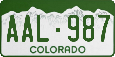 CO license plate AAL987