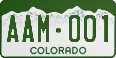 CO license plate AAM001