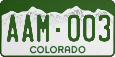 CO license plate AAM003