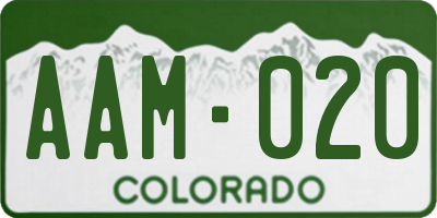 CO license plate AAM020