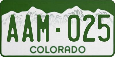 CO license plate AAM025
