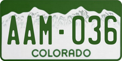 CO license plate AAM036