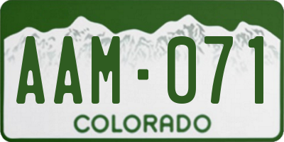CO license plate AAM071