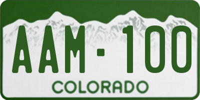 CO license plate AAM100