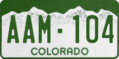 CO license plate AAM104