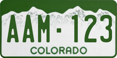 CO license plate AAM123