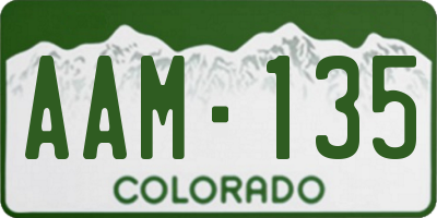 CO license plate AAM135