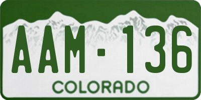 CO license plate AAM136