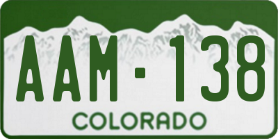 CO license plate AAM138