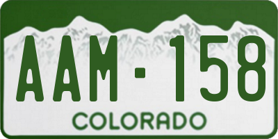 CO license plate AAM158