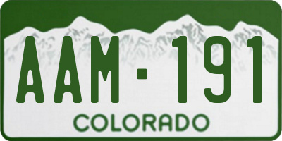 CO license plate AAM191
