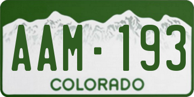 CO license plate AAM193