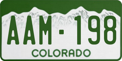 CO license plate AAM198