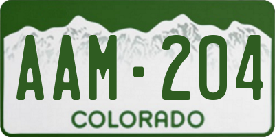 CO license plate AAM204