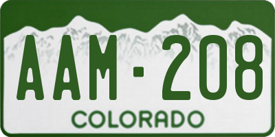 CO license plate AAM208