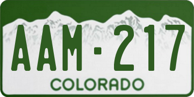 CO license plate AAM217