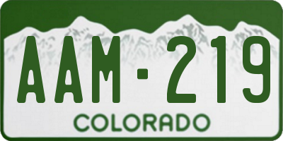 CO license plate AAM219