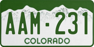 CO license plate AAM231