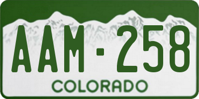 CO license plate AAM258
