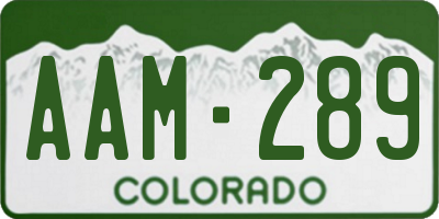 CO license plate AAM289