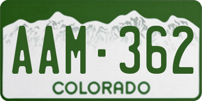 CO license plate AAM362