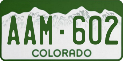 CO license plate AAM602