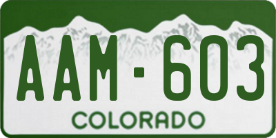 CO license plate AAM603