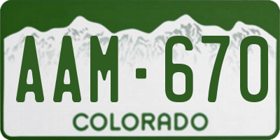 CO license plate AAM670