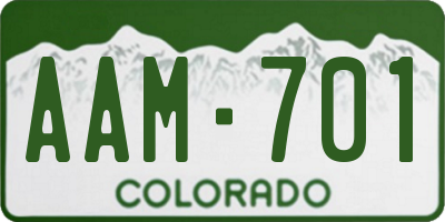 CO license plate AAM701