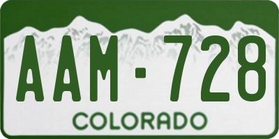 CO license plate AAM728