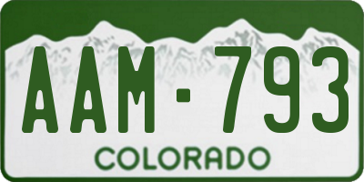 CO license plate AAM793