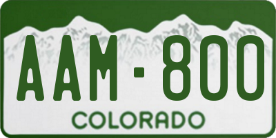 CO license plate AAM800