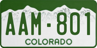 CO license plate AAM801