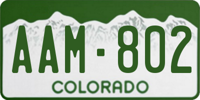 CO license plate AAM802