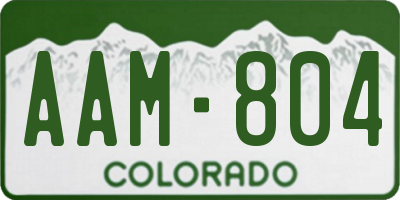 CO license plate AAM804