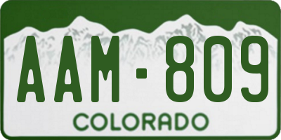 CO license plate AAM809
