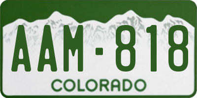 CO license plate AAM818