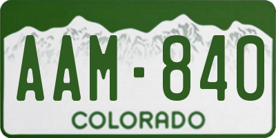 CO license plate AAM840