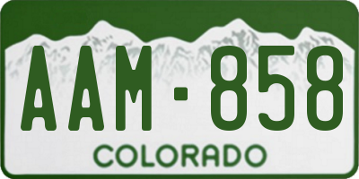 CO license plate AAM858