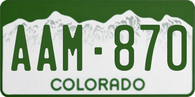 CO license plate AAM870