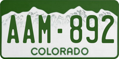 CO license plate AAM892