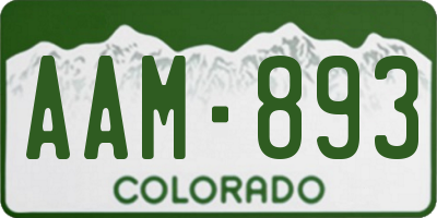 CO license plate AAM893