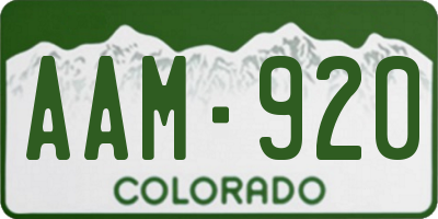 CO license plate AAM920
