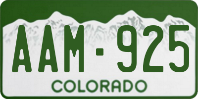 CO license plate AAM925