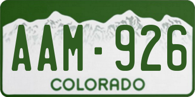 CO license plate AAM926