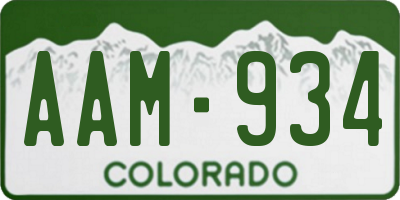 CO license plate AAM934