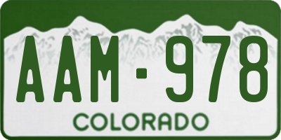CO license plate AAM978