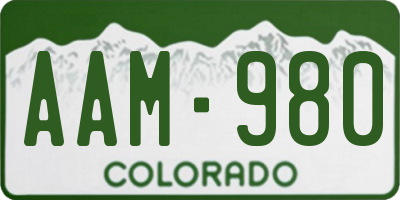 CO license plate AAM980