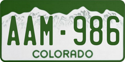 CO license plate AAM986